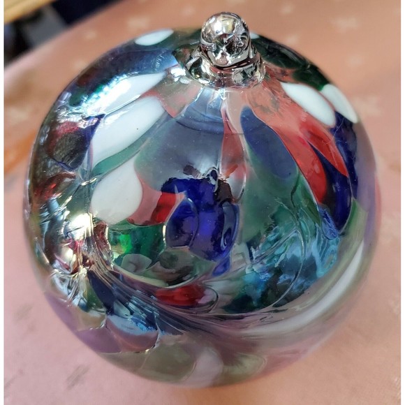Zorza Polish Mouth Blown Artisan Glass Ornament Decorator Ball Multicolor - Picture 5 of 7